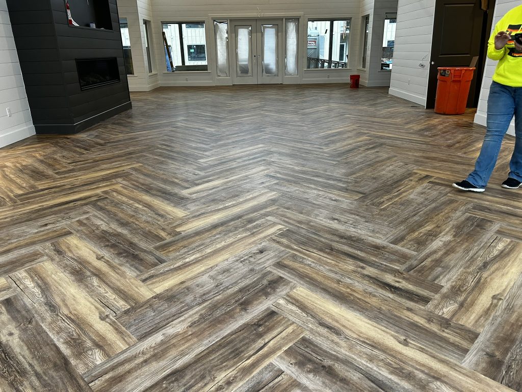 custom wood floor herringbone/chevron pattern